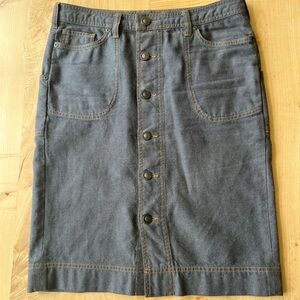 Patagonia 100% Organic Cotton Button-Front Denim Pencil Skirt in Charcoal